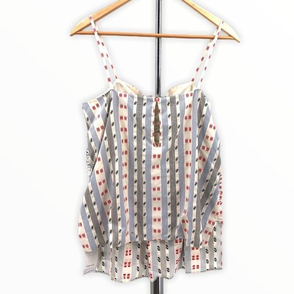 Carven Jacquard Printed Ruched Tank Top NWT size 4 Red White Blue - Picture 8 of 13